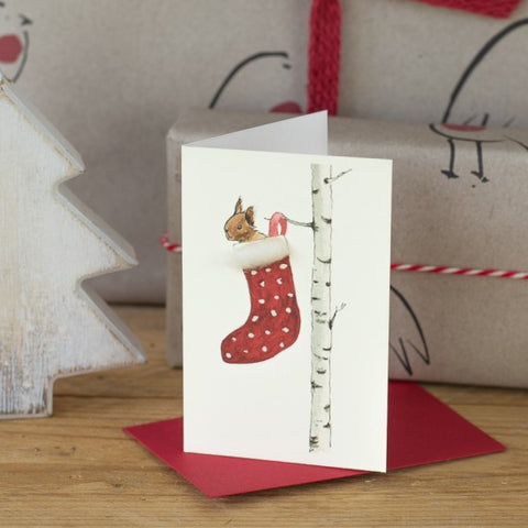 Christmas Mini Card - Squirrel & Stocking