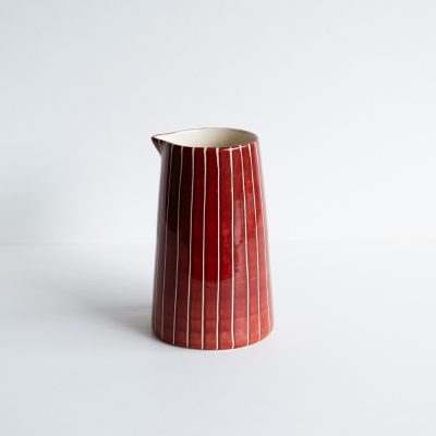 Musango Large Paprika Sgraffito Stripe Jug