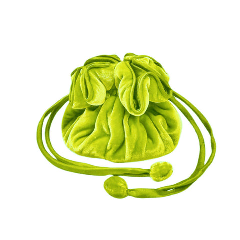 Lua Lime Green Velvet Draw Pull Pouch