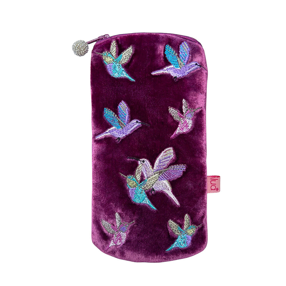 Lua Plum Hummingbird Glasses Purse