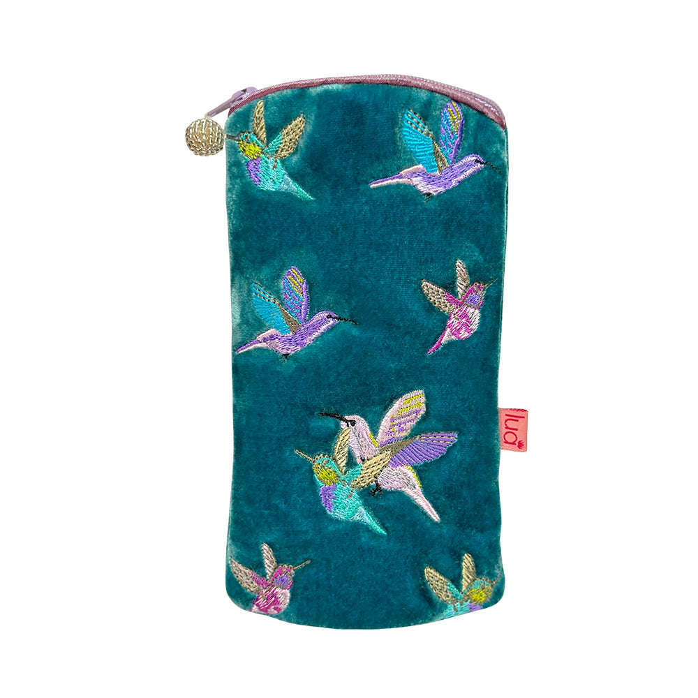 Lua Teal Hummingbird Glasses Purse