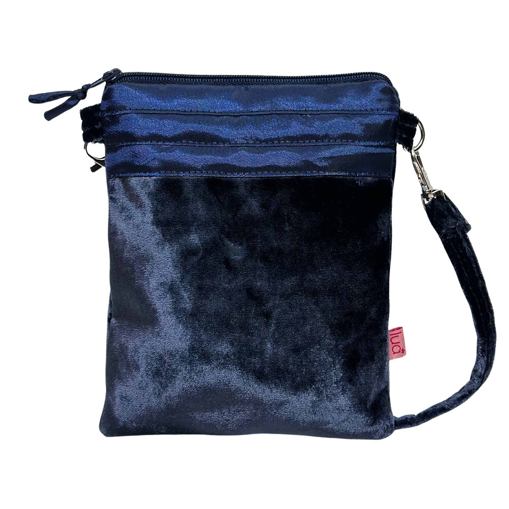 Lua Velvet Cross Body Purse - Navy