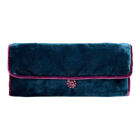 Lua Vintage Style Jewellery Roll - Dark Turquoise