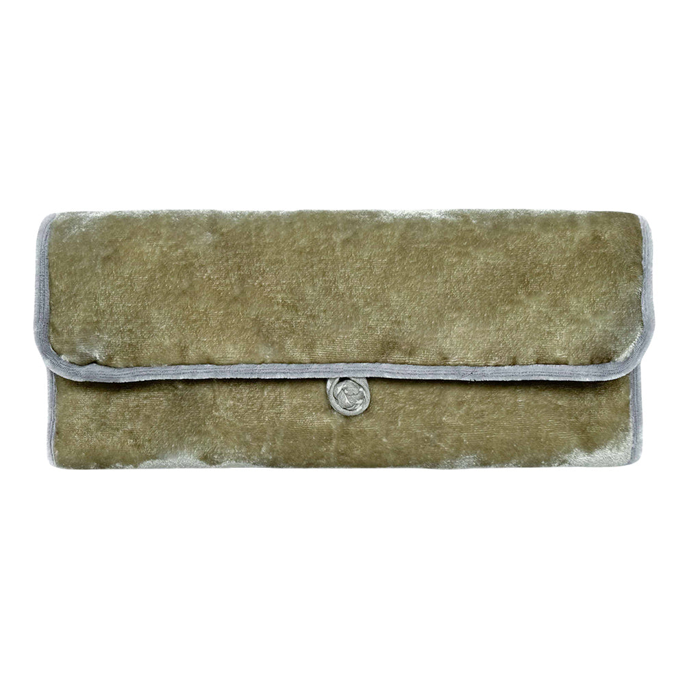 Lua Vintage Style Jewellery Roll - Moss Green