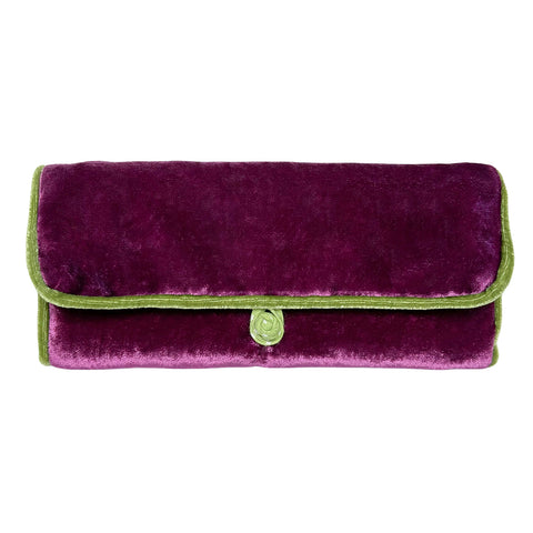 Lua Vintage Style Jewellery Roll - Plum