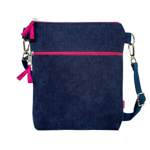 Navy Corduroy Cross Body Purse