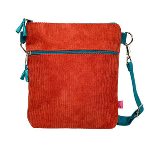 Orange Corduroy Cross Body Purse