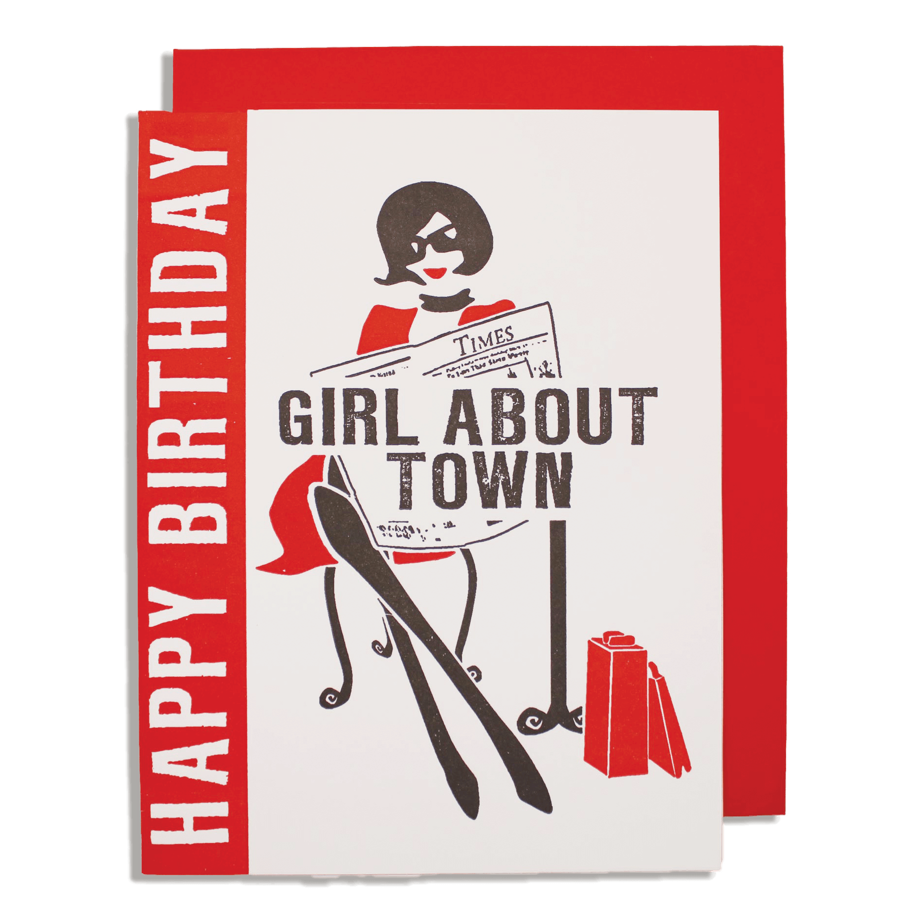 Letterpress Card - Girl About Town
