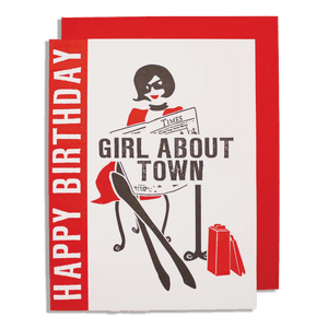 Letterpress Card - Girl About Town