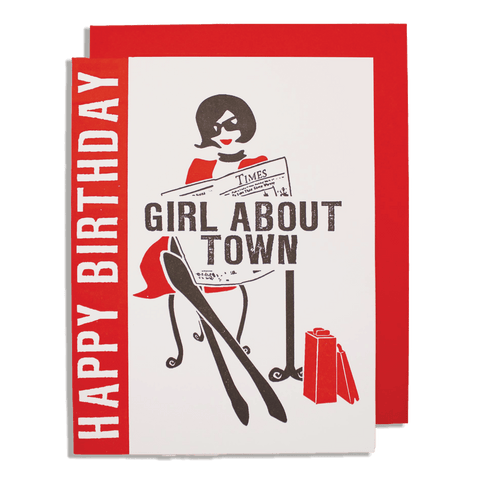 Letterpress Card - Girl About Town