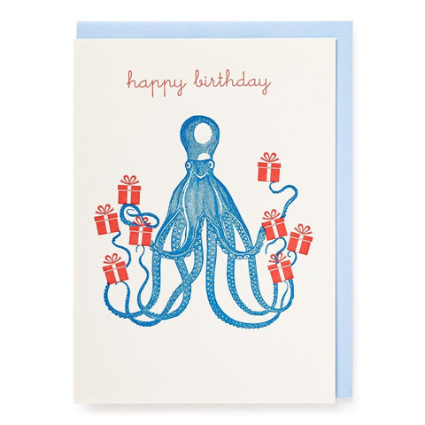 Letterpress Card - Happy Birthday Octopus