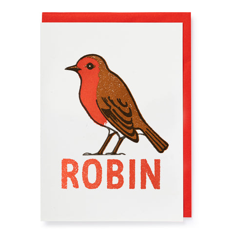 Letterpress Christmas Card - Robin