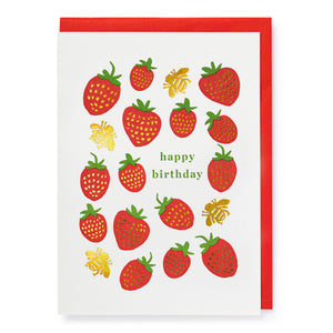 Letterpress Card - Strawberry Birthday