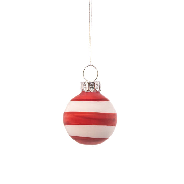 Red & White Stripe Mini Bauble Set of 12