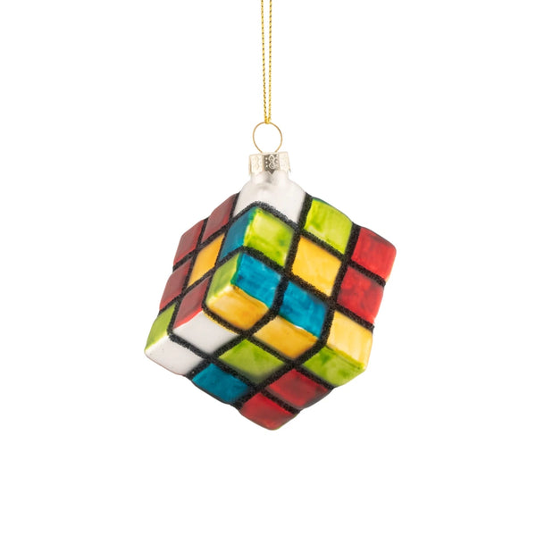 Puzzle Cube Glass Bauble
