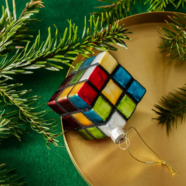 Puzzle Cube Glass Bauble
