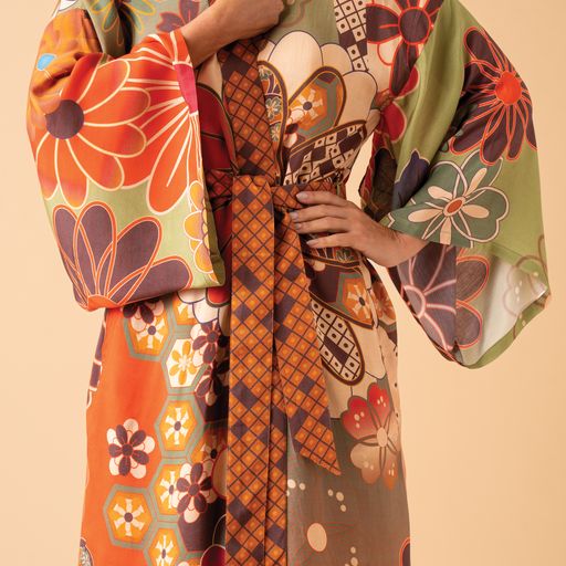 Powder 70's Kaleidescope Floral Kimono Gown