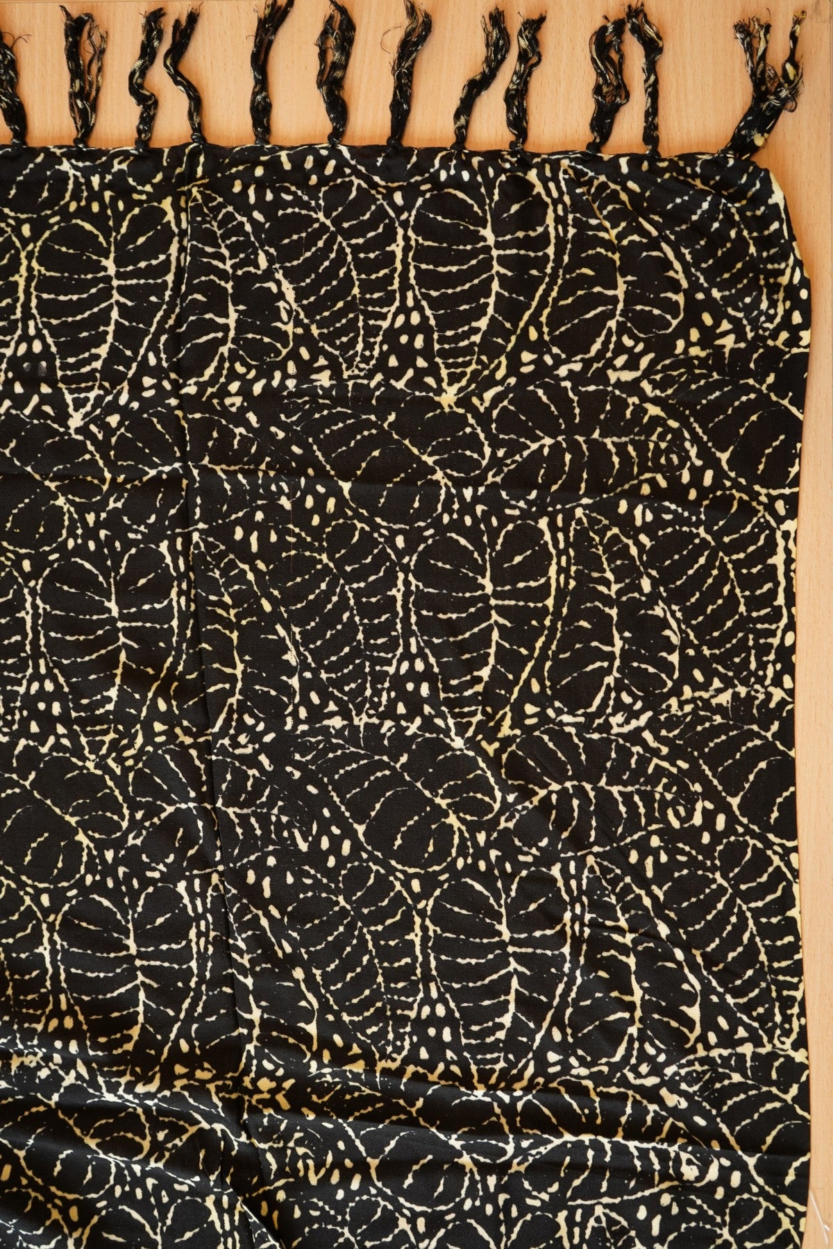 Hand Stamped Batik Sarong - Charcoal Leaf