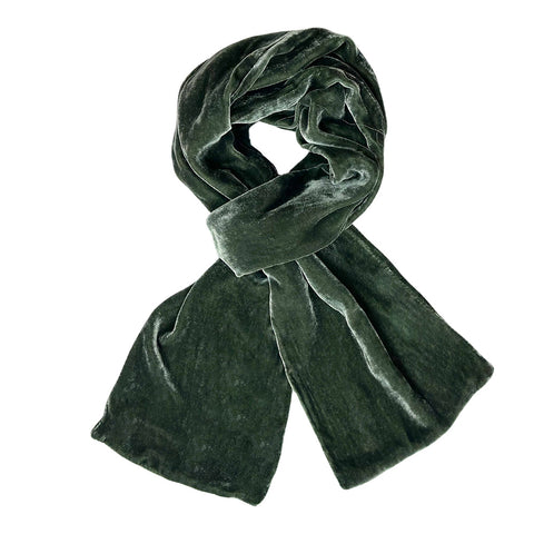 Lua Dark Sage Velvet Scarf