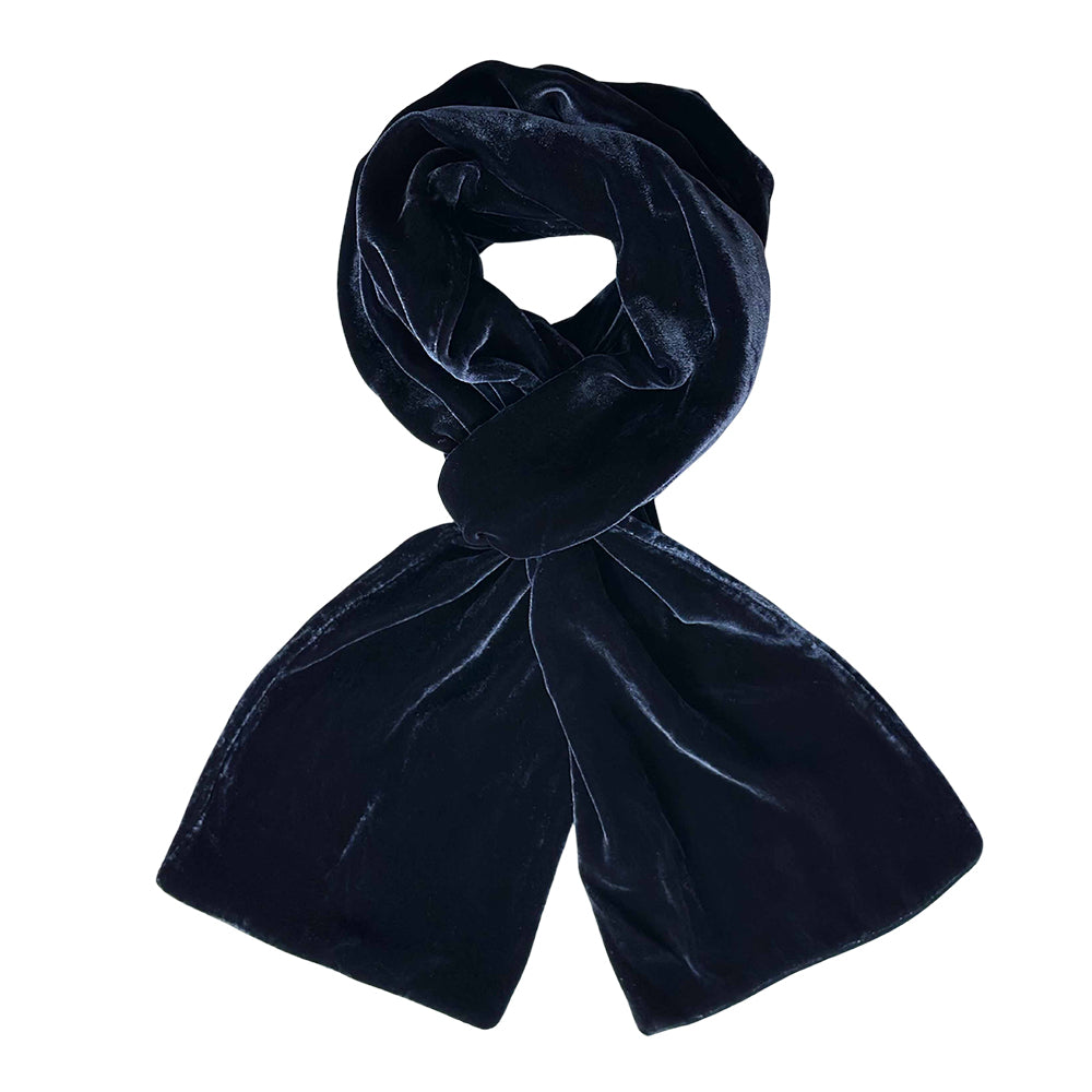 Lua Navy Velvet Scarf