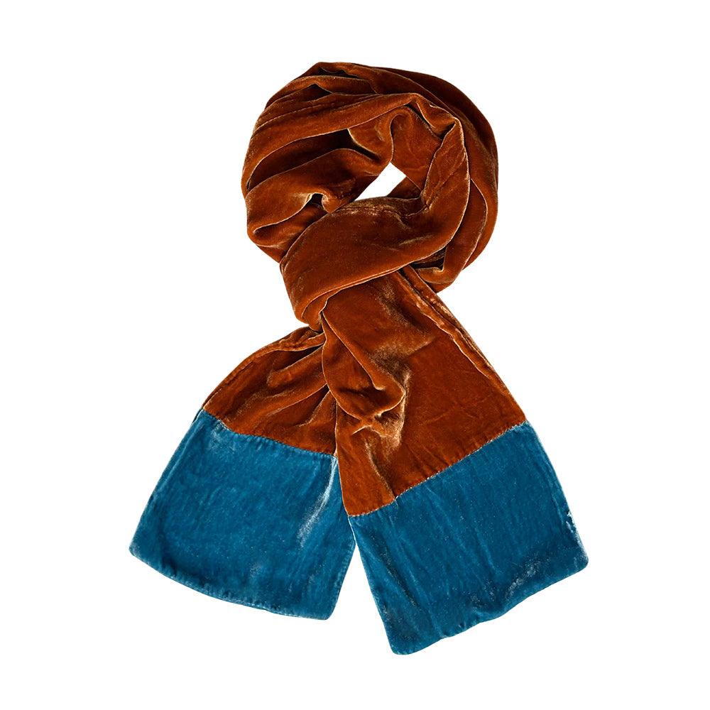 Lua Burnt Orange Two Tone Velvet Scarf