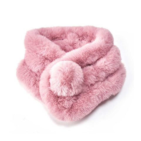 Dusky Pink Faux Fur Pom Pom Scarf