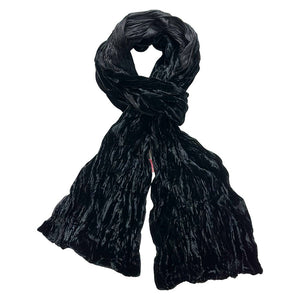 Lua Black Crinkle Velvet Scarf