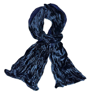 Lua Navy Crinkle Velvet Scarf