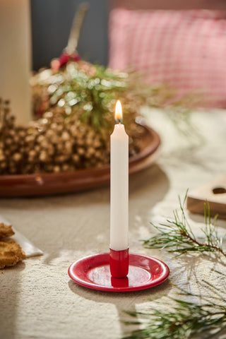 Red Enamel Taper Candle Holder - f/1.3cm taper candle