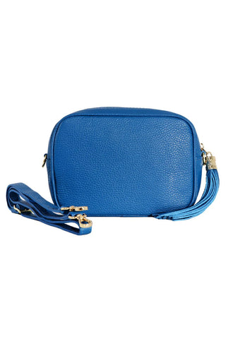 Crossbody Leather Camera Bag - Royal Blue