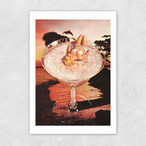 Glitter Pink Margarita - A3 Print
