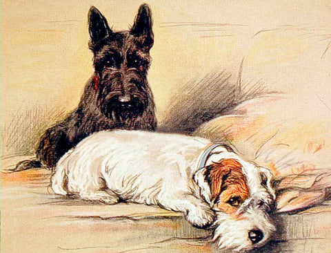 Vintage Petite Card - Two Dogs