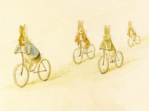 Vintage Petite Card - Bunnies on Bikes