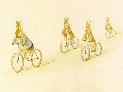 Vintage Petite Card - Bunnies on Bikes