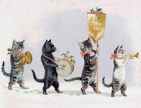 Vintage Petite Christmas Card - Christmas Kittens
