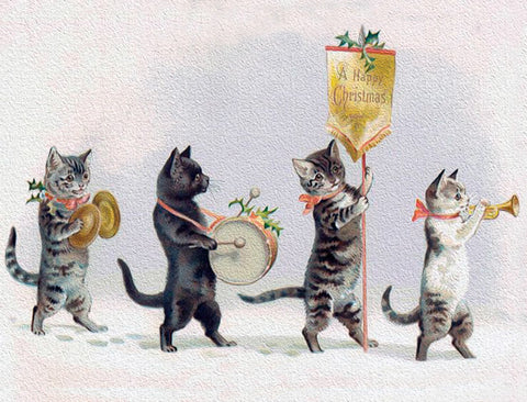 Vintage Petite Christmas Card - Christmas Kittens