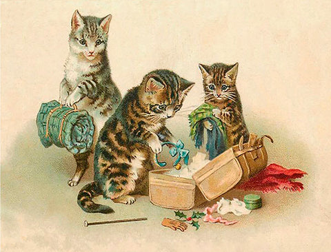 Vintage Petite Card - Kitten Suitcase