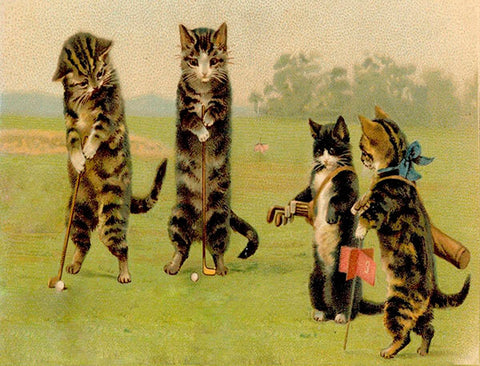 Vintage Petite Card - Golfing Kittens