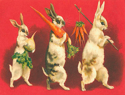 Vintage Petite Card - Three Rabbits