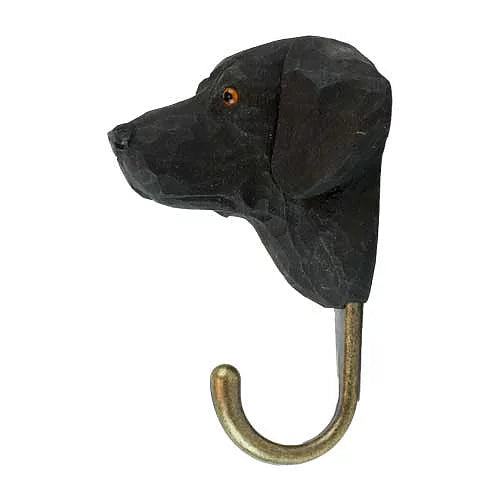 Handcarved Wooden Hook - Black Labrador