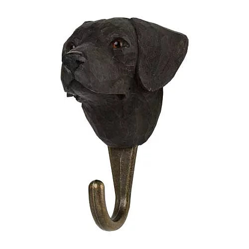 Handcarved Wooden Hook - Black Labrador