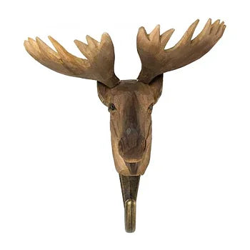 Handcarved Wooden Hook - Moose