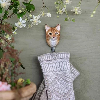 Handcarved Wooden Hook - Ginger Cat