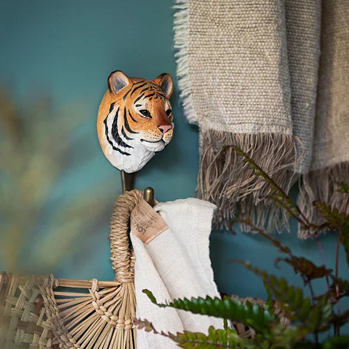 Handcarved Wooden Hook - Tiger