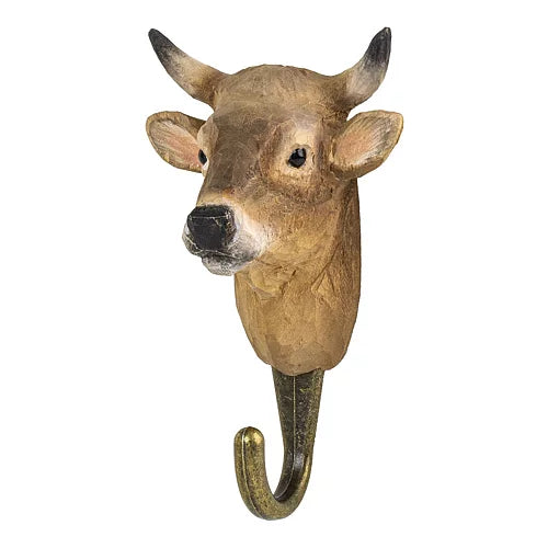 Handcarved Wooden Hook - Alpine Cow