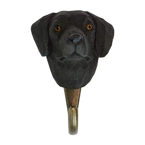 Handcarved Wooden Hook - Black Labrador