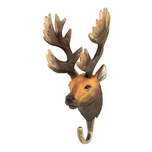Handcarved Wooden Hook - Red Deer