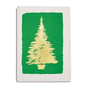 Letterpress Christmas Card - Tree On Green