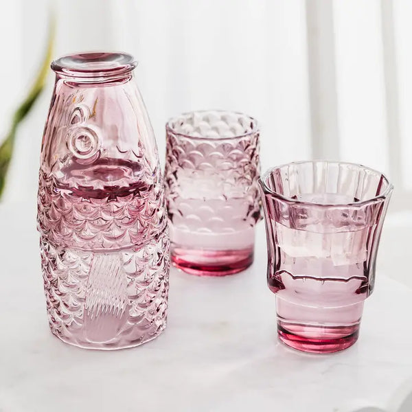 Fish Stacking Drinking Glass - Set of 4 - Pink