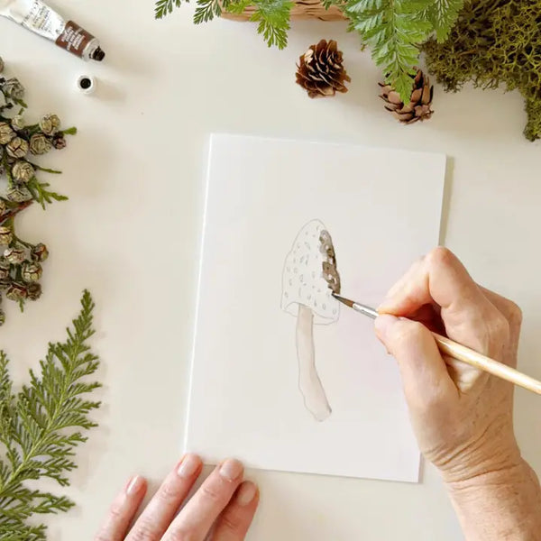 Paintable Watercolour Notecard Set - Mushrooms